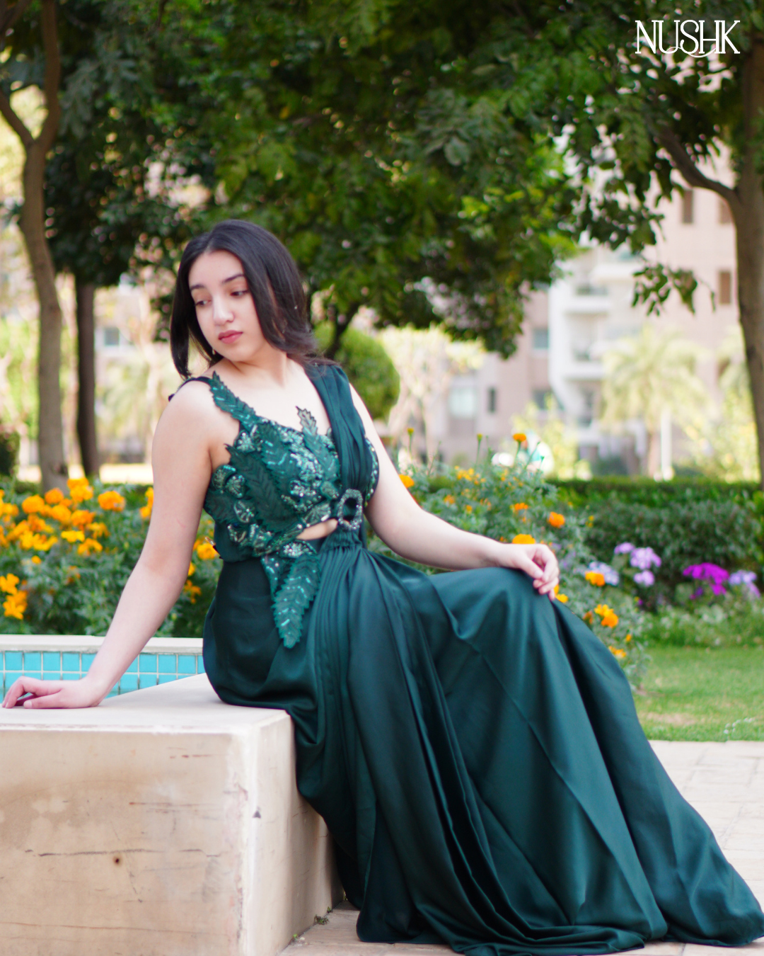 Emerald Aura Drape Saree
