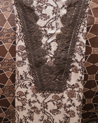 Mocha Floral Unstitched Suit Set