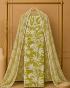 Whispering Leaves Unstitched Cotton Suit Set