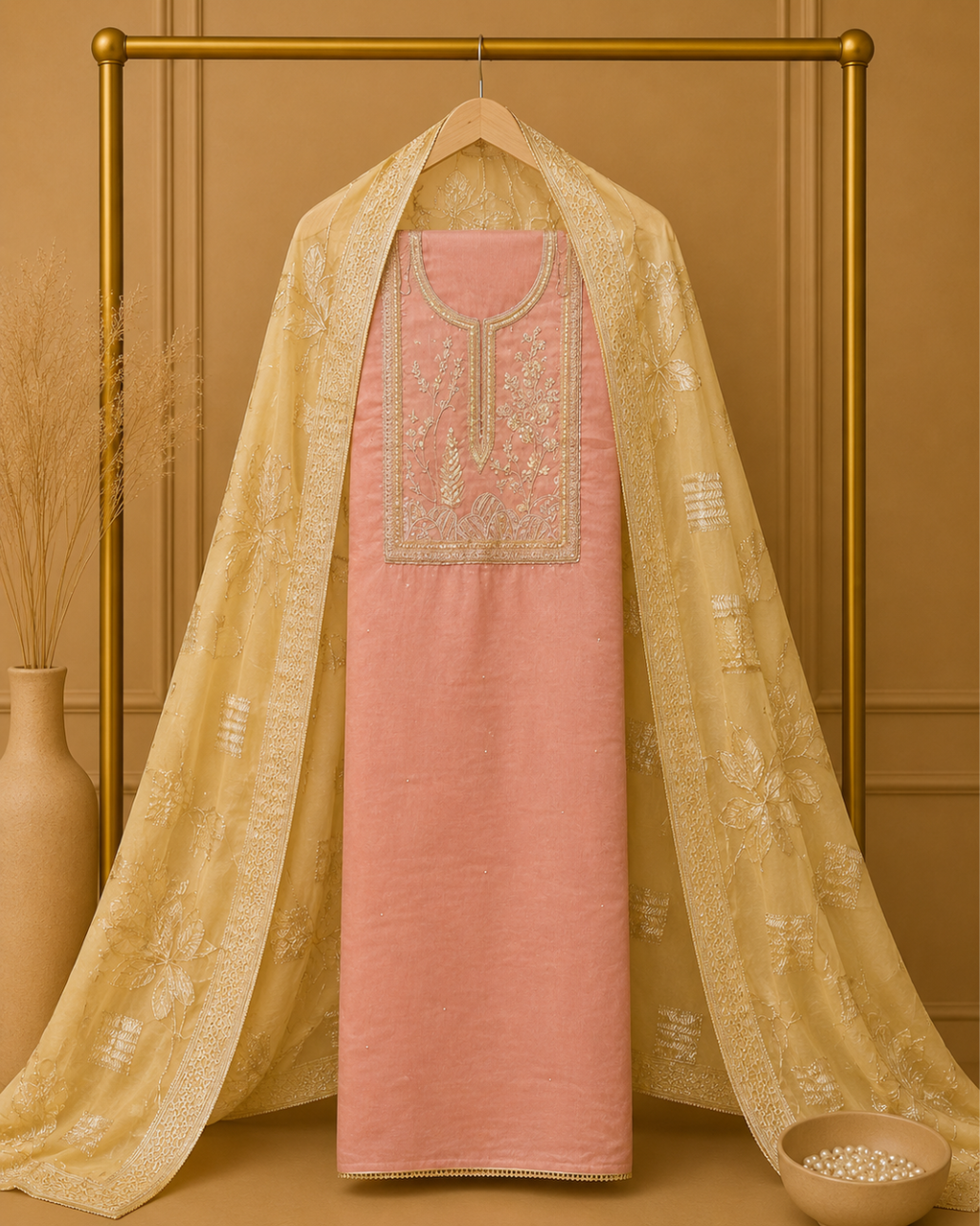 Regal Noor Shimmer Silk Unstitched Suit Set