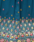 Meher Teal Floral Embroidered Naira Suit Set