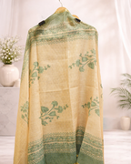 Floral Chanderi Unstitched Suit Set with Dupatta