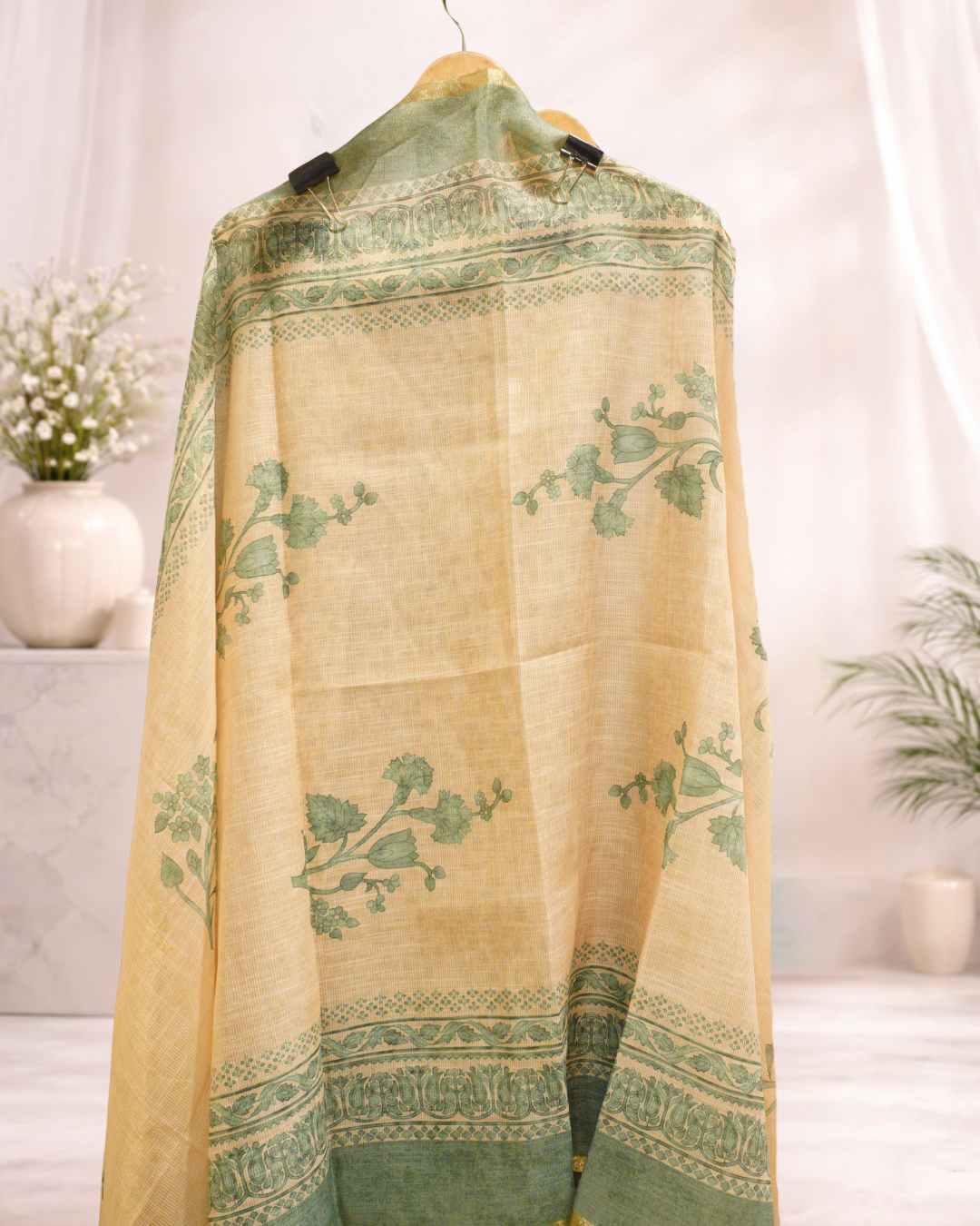 Floral Chanderi Unstitched Suit Set with Dupatta