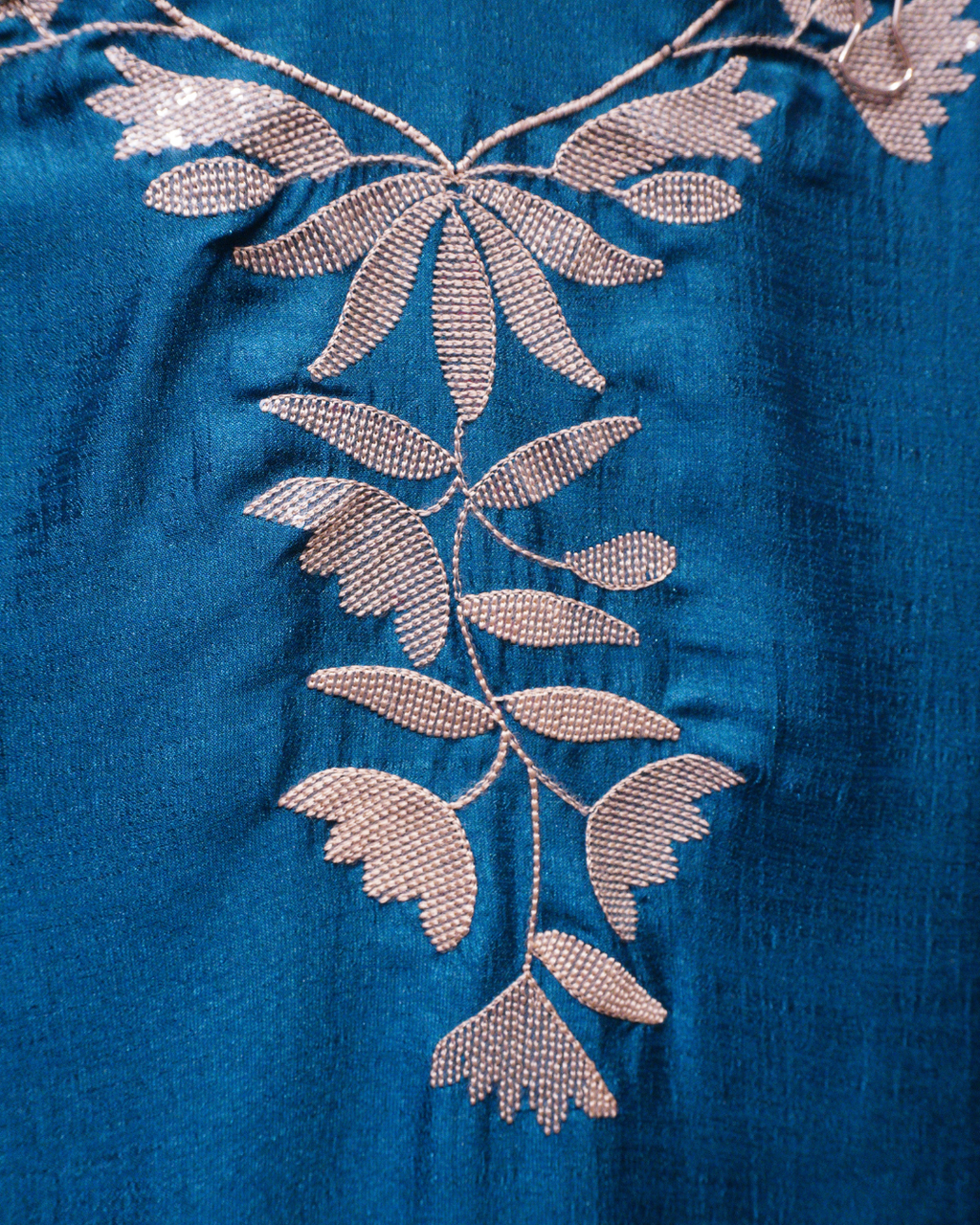 Zarqash Dupion Silk Thread & Sequence Embroidered Unstitched Suit