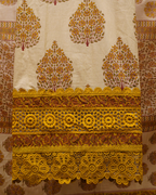 Mustard Lace Cotton Unstitched Suit Set with Dupatta