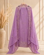 Signature Floral Embroidered Shimmer Suit Set