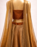 Burnt Orange Embroidery Lehenga Set