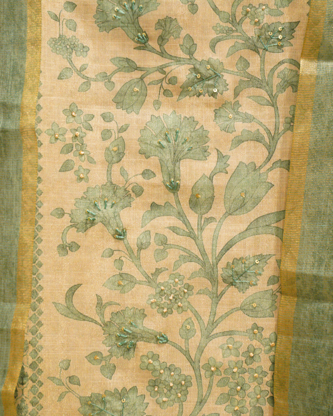 Floral Chanderi Unstitched Suit Set with Dupatta