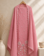 Mul Cotton Embroidered Unstitched Suit Set with Dupatta