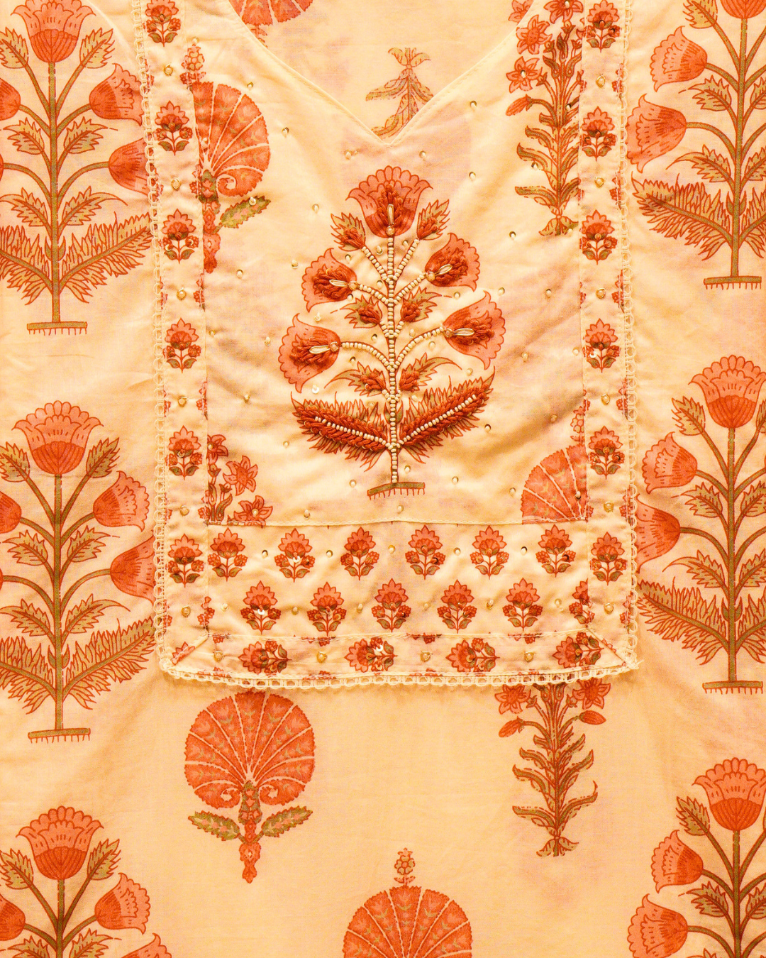 Floral Print Cotton Suit Fabric with Dupatta