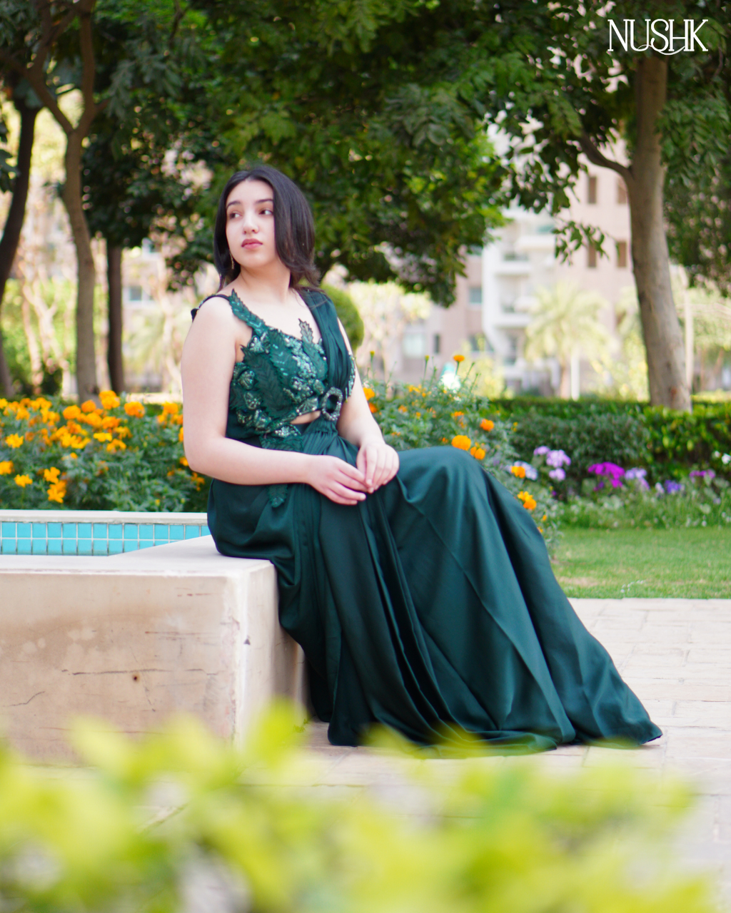 Emerald Aura Drape Saree