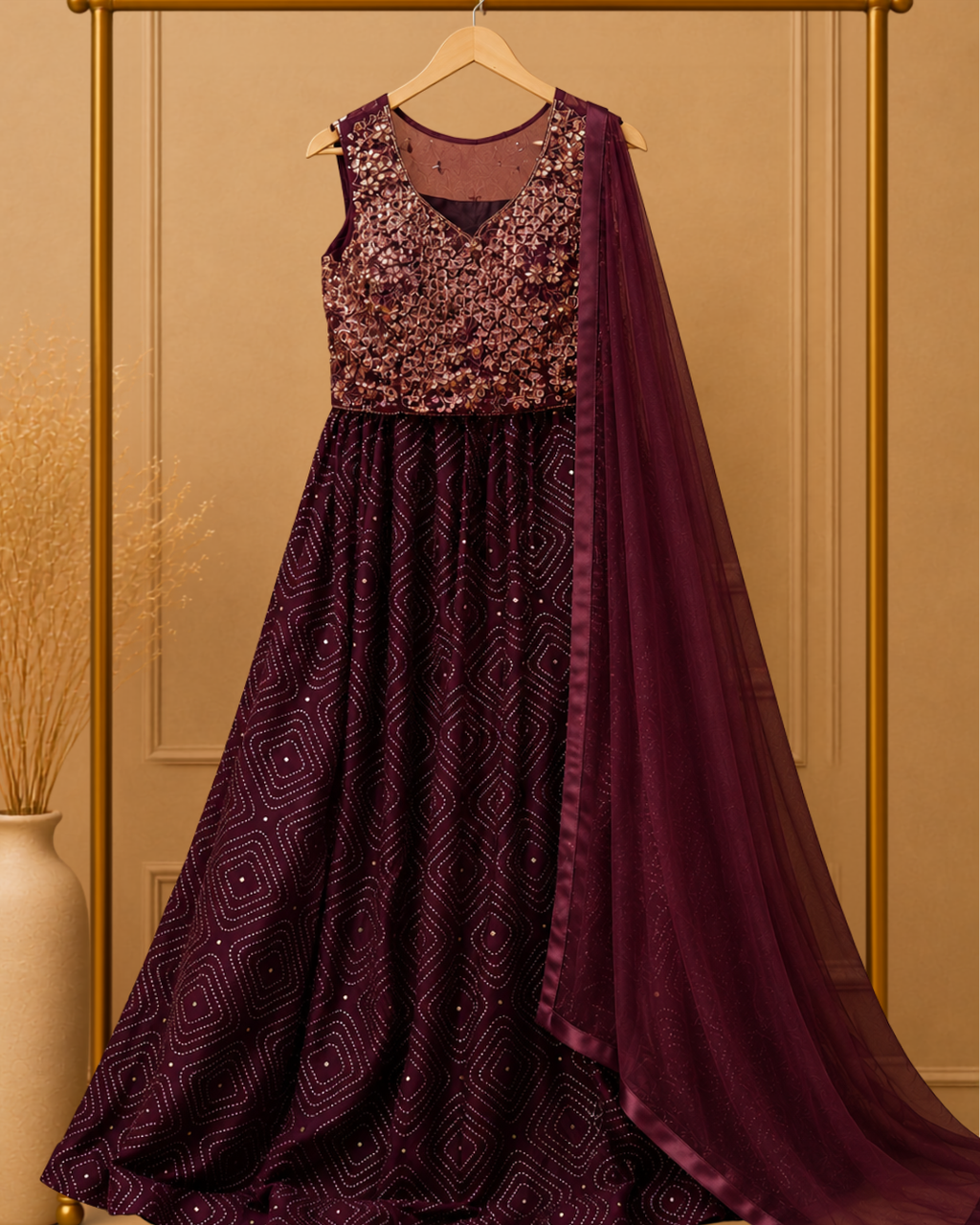 Sparkle in wine lehenga set