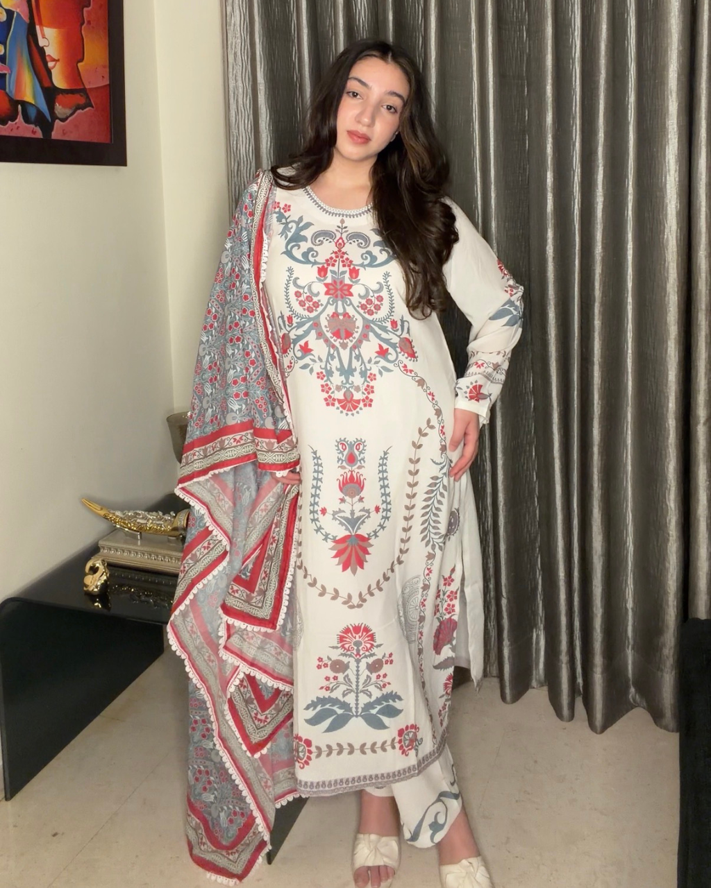 Pakistani Syle Premium Maslin White Kurta Set
