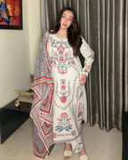 Pakistani Syle Premium Maslin White Kurta Set