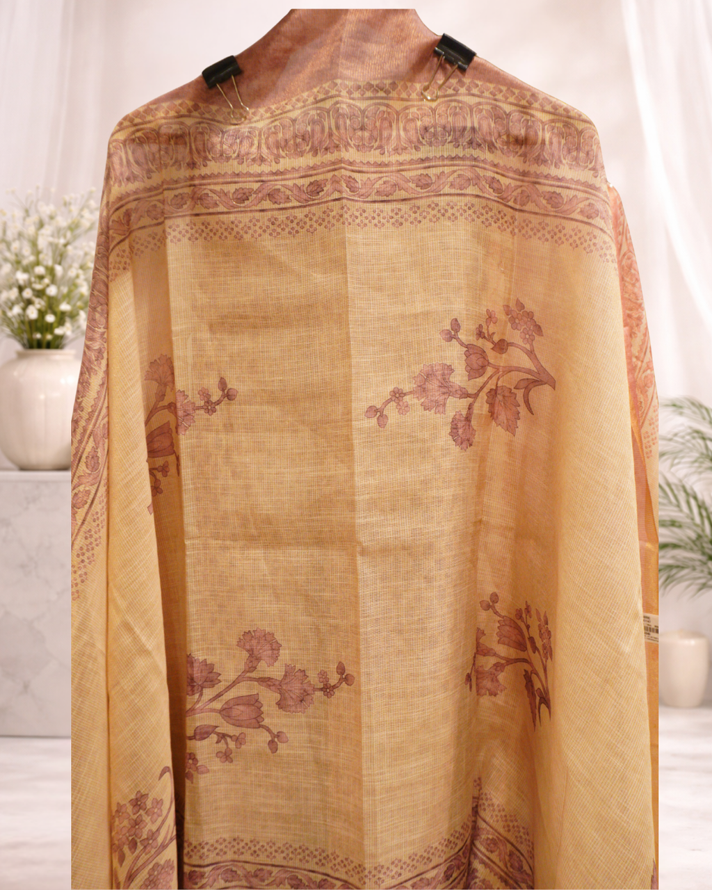Floral Chanderi Unstitched Suit Set with Dupatta