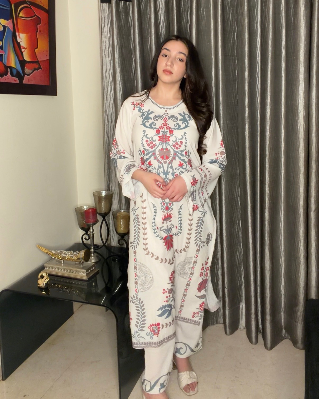 Pakistani Syle Premium Maslin White Kurta Set