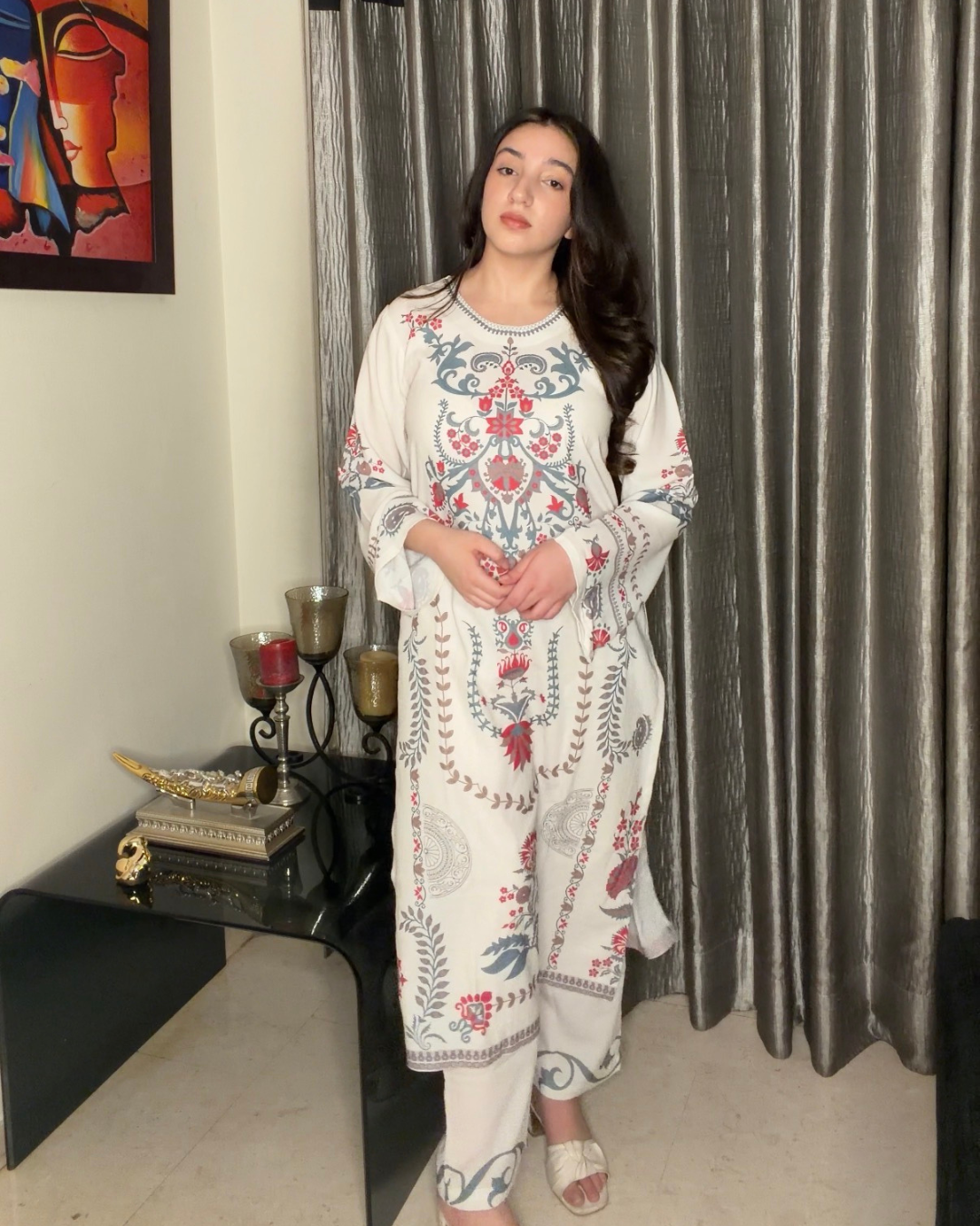Pakistani Syle Premium Maslin White Kurta Set