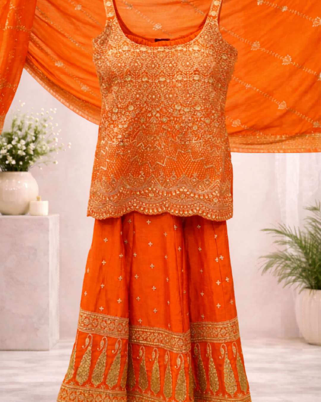 Zari Embroidered Sharara Suit Set for Women