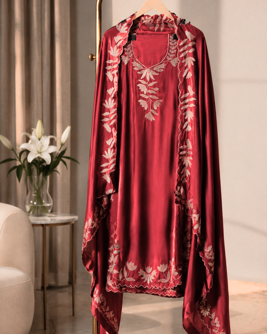 Zarqash Dupion Silk Thread & Sequence Embroidered Unstitched Suit
