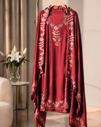 Zarqash Dupion Silk Thread & Sequence Embroidered Unstitched Suit