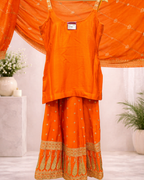 Zari Embroidered Sharara Suit Set for Women