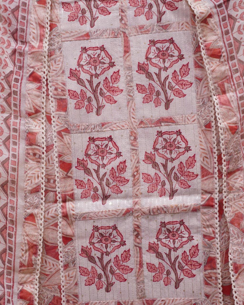 Aqua Floral Cotton Printed Suit Set with Dupatta