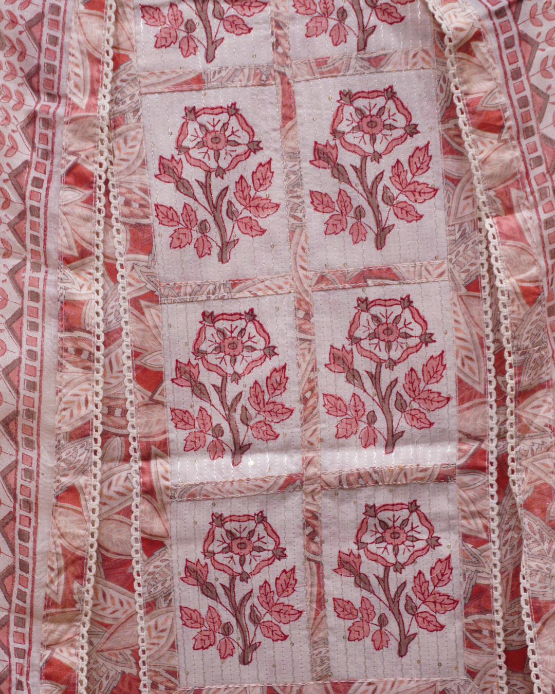 Aqua Floral Cotton Printed Suit Set with Dupatta
