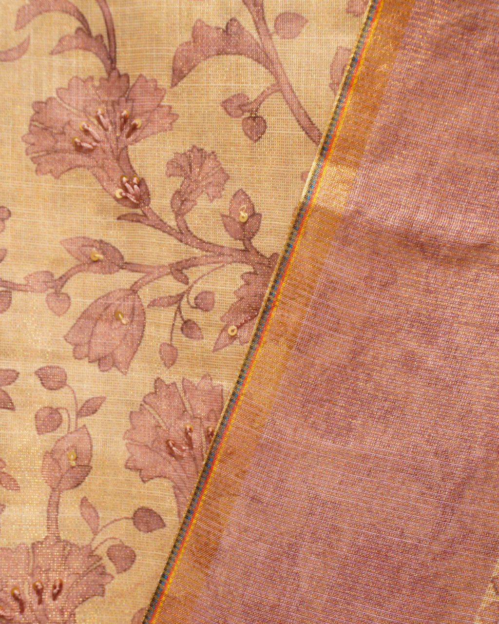 Floral Chanderi Unstitched Suit Set with Dupatta
