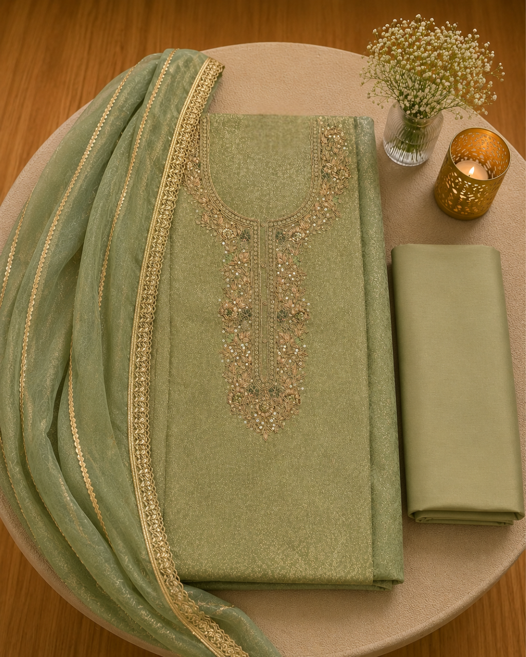 Noorani Banarsi Organza Unstitched Suit Set