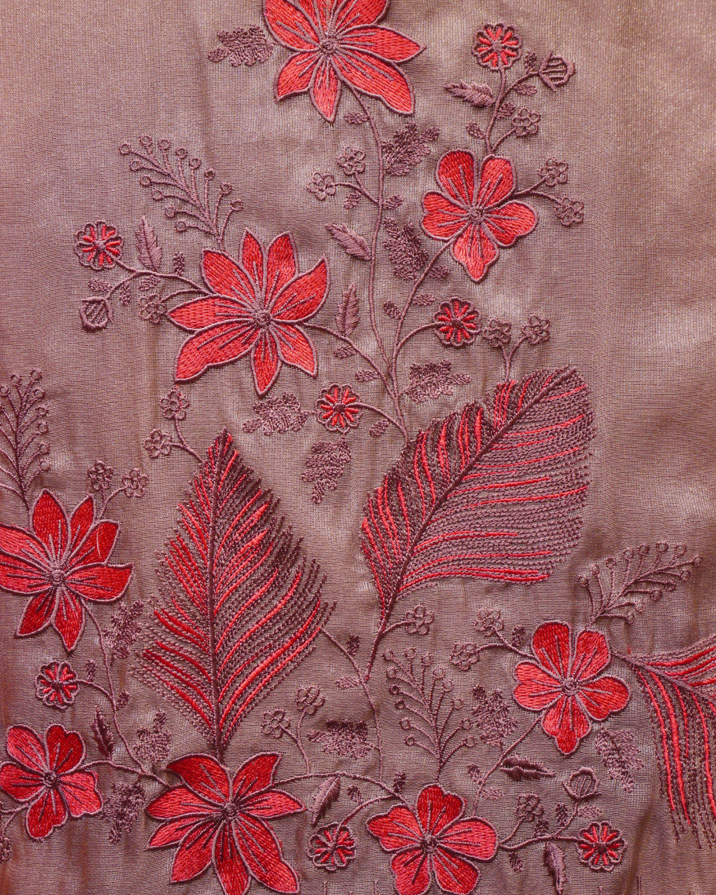 Gulnaar Thread Embroidered Shimmer Unstitched Suit Set