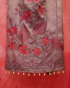 Gulnaar Thread Embroidered Shimmer Unstitched Suit Set