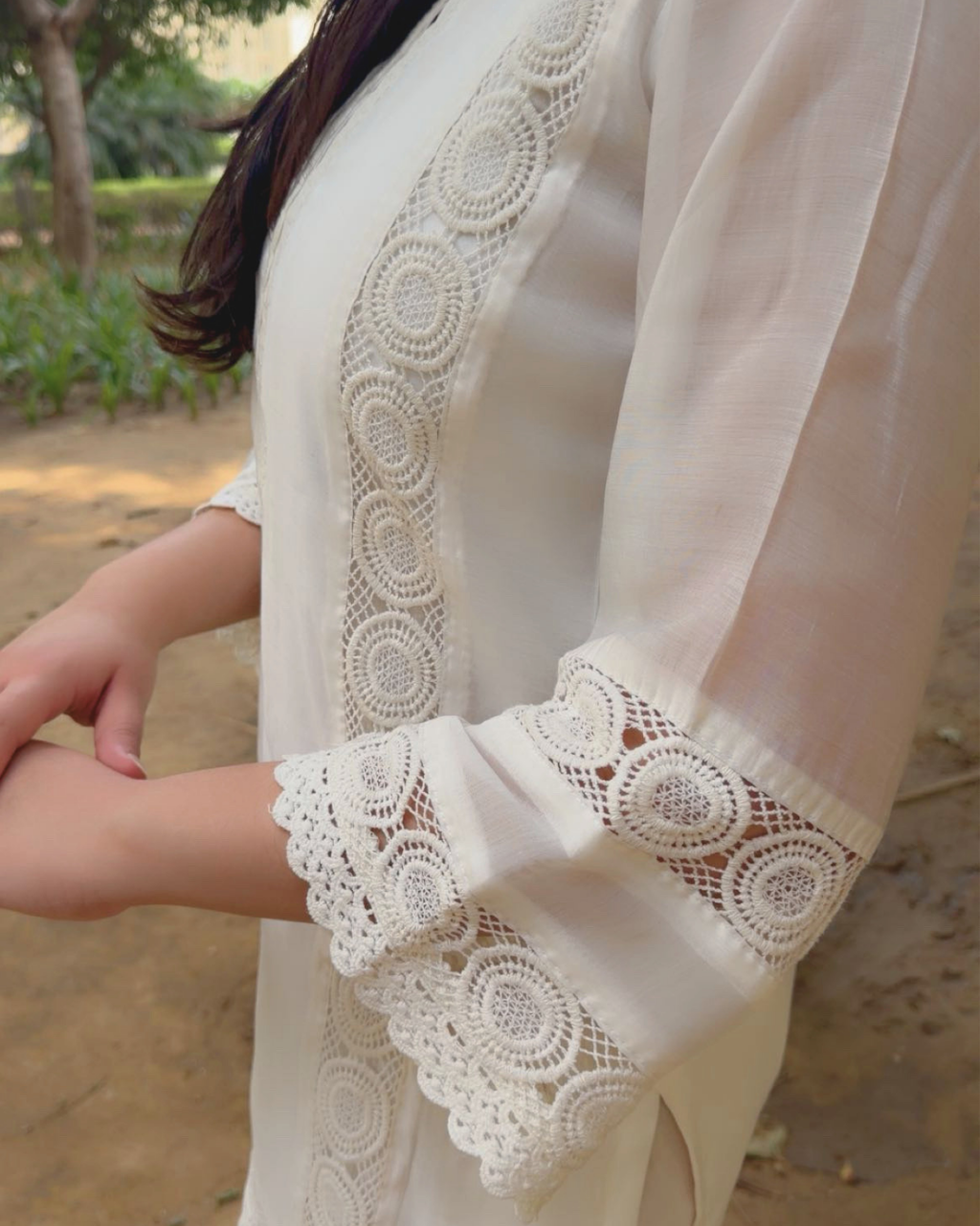 Noor White Lace Cord Set
