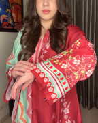 Pakistani Style Premium Maslin Kurta with Contrast Dupatta