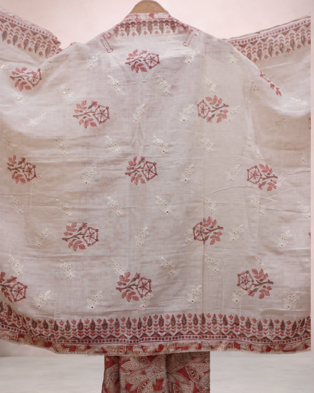 Aqua Floral Cotton Printed Suit Set with Dupatta