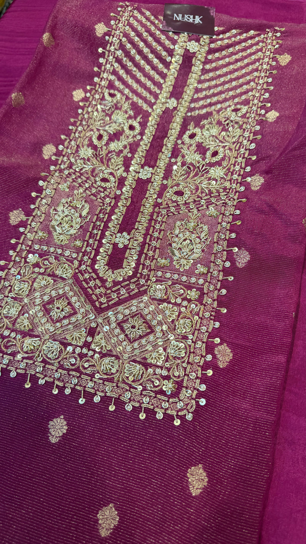 Dabka Royale on Shimmer Silk Fabric