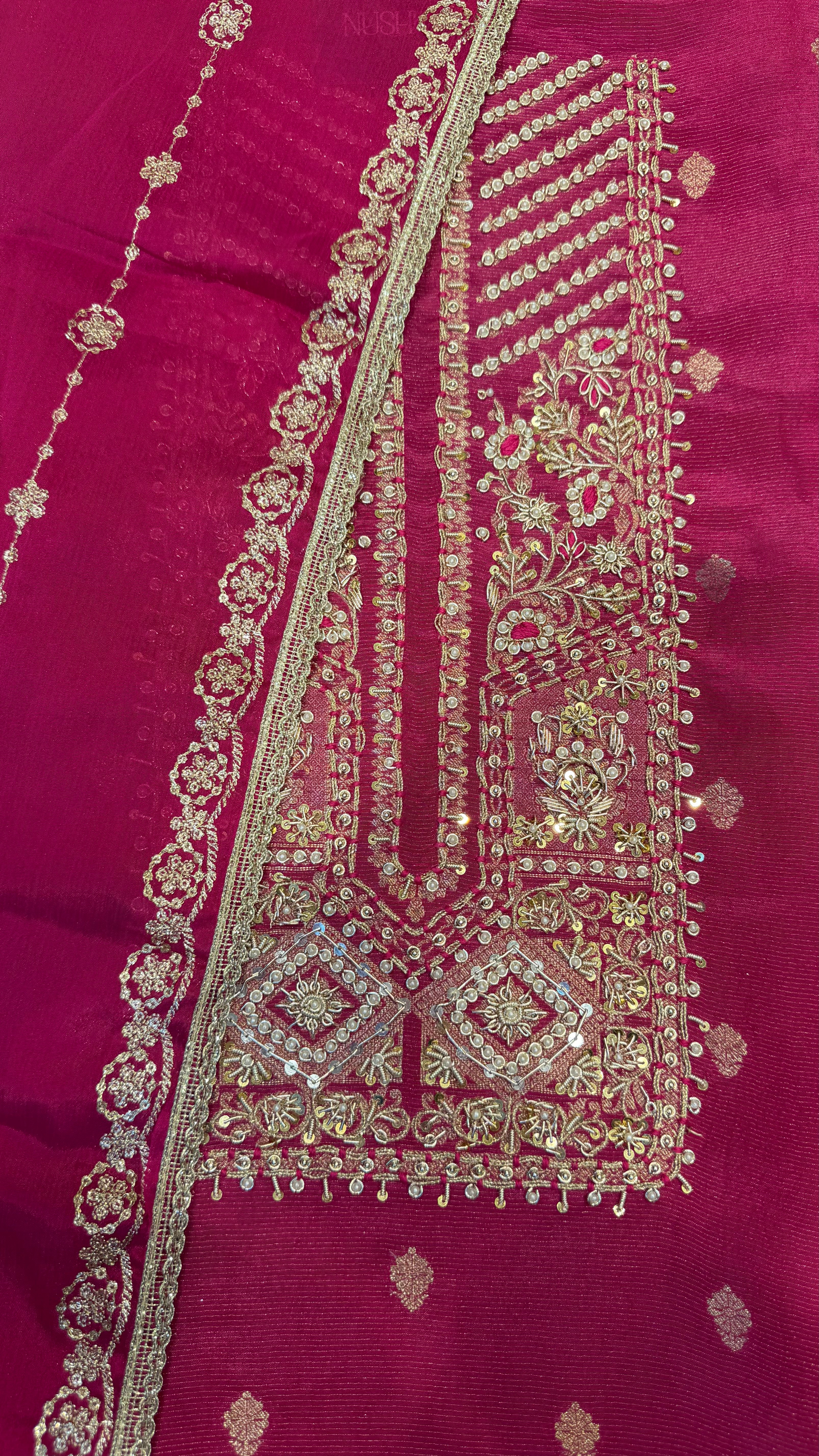 Dabka Royale on Shimmer Silk Fabric