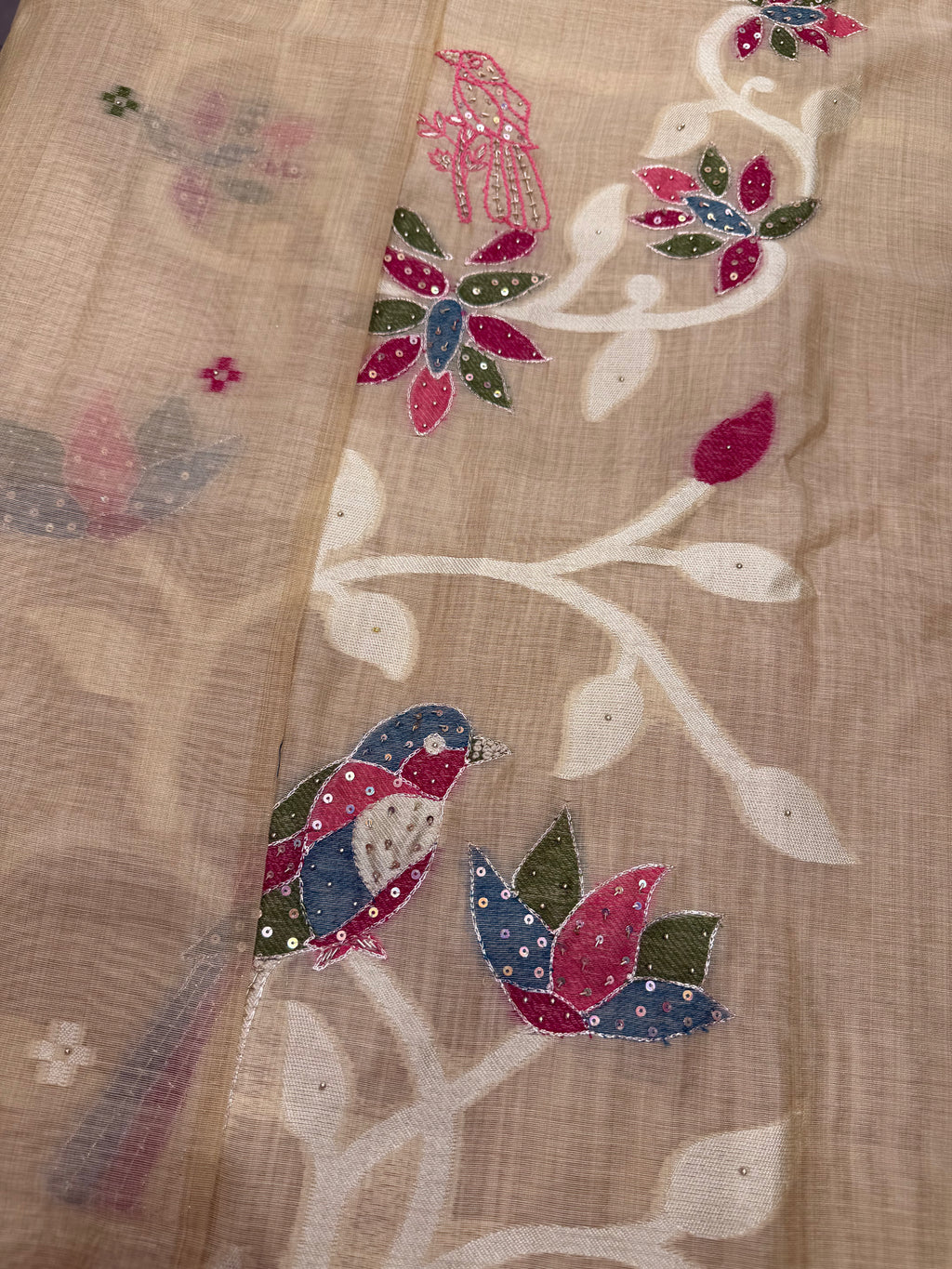 Gulzar Birds Chanderi Suit